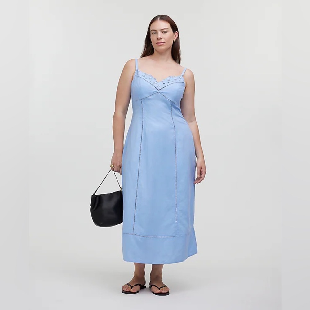 Madewell - Sweetheart Midi Dress in Linen-Cotton Blend